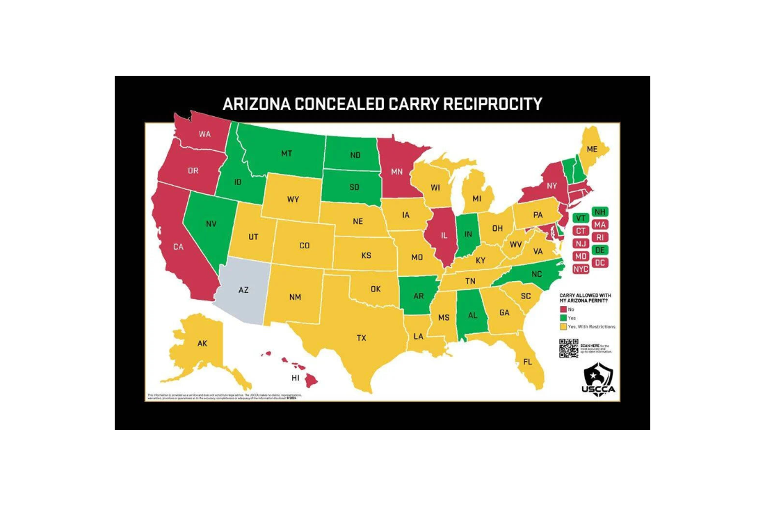 USCCA Arizona and U.S. Concealed Carry Reciprocity Map